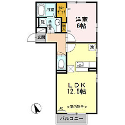 レジデンスKougaB 1LDKの間取図画像