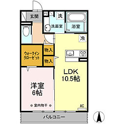 ディアコート・フジ 1LDKの間取図画像