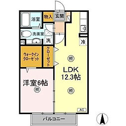 リヴェール北御座B 1LDKの間取図画像