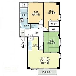 フォブール近藤B棟 3LDKの間取図画像
