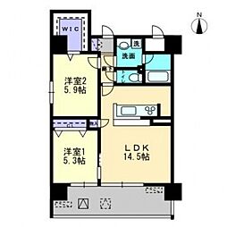 プワソンマルシェ倉敷 2LDKの間取図画像