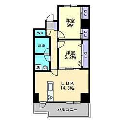 BellacasaSouth 2LDKの間取図画像