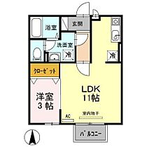 モナリエ東手城 202 ｜ 広島県福山市東手城町1丁目（賃貸アパート1LDK・2階・35.10㎡） その2