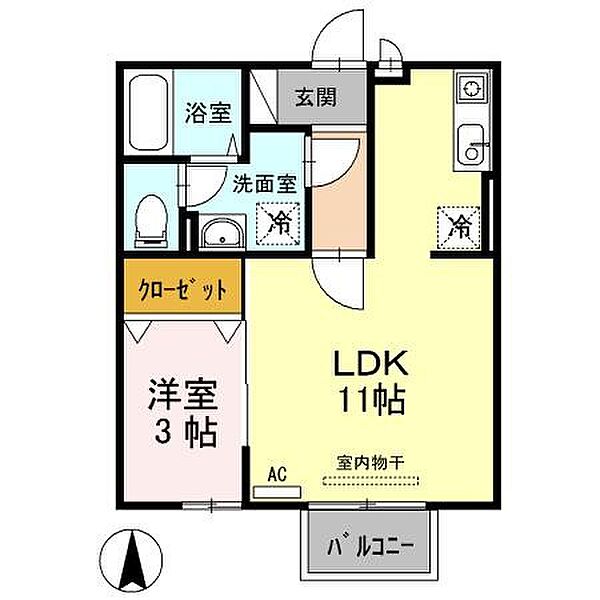 モナリエ東手城 202｜広島県福山市東手城町1丁目(賃貸アパート1LDK・2階・35.10㎡)の写真 その2