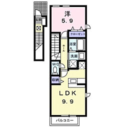 ネオハイムD 1LDKの間取図画像