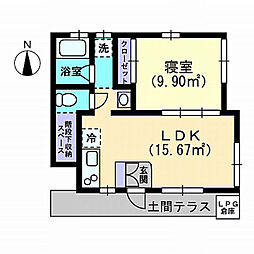 八朔ハウス 1階1LDKの間取り