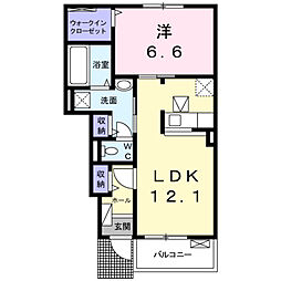 ブルーリバー本庄 1階1LDKの間取り