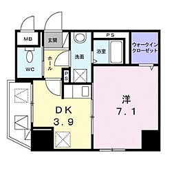 プリムローズ宝町 1階1DKの間取り
