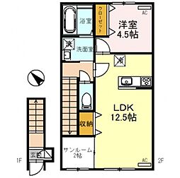 カルムコートA 1LDKの間取図画像
