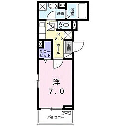 リオンB 1Kの間取図画像