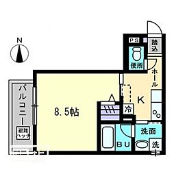 Maisondequatre3 1Kの間取図画像
