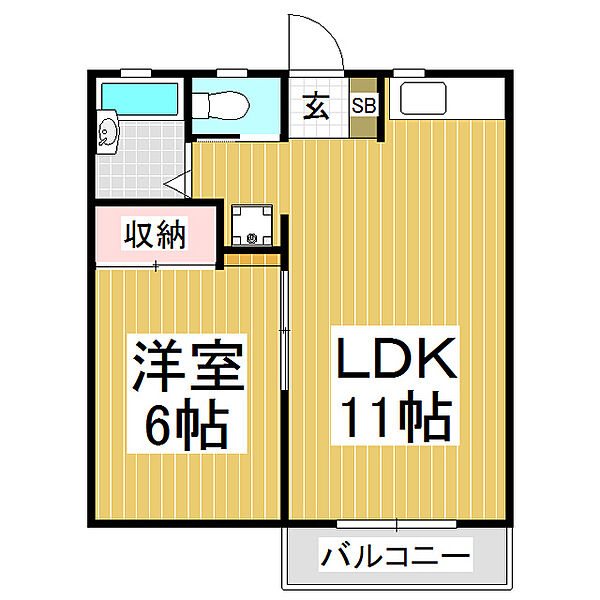 ニューハイツＷＡＤＥ ｜長野県伊那市山寺(賃貸マンション1LDK・1階・33.20㎡)の写真 その2