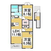 長野県伊那市下新田（賃貸アパート2LDK・2階・58.60㎡） その2