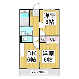リンピアF&R2 2DKの間取図画像