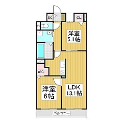 コンフォーティア南箕輪II　A棟 3階2LDKの間取り