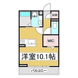 コンフォーティア箕輪　B棟 1階ワンルームの間取り