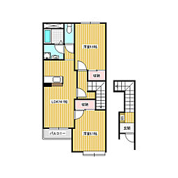 ツインハイツ・メロディーI 2階2LDKの間取り