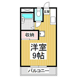 ベルクレール上伊那 2階ワンルームの間取り