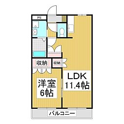 Asperge Butte 2階1LDKの間取り