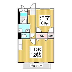 リバティハイツB 1LDKの間取図画像