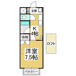 ハイツあかときA 1Kの間取図画像