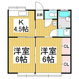 ハイツリハル 2Kの間取図画像