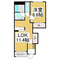 グランディール希 1LDKの間取図画像