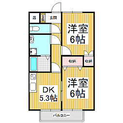 コーポアイA 2DKの間取図画像