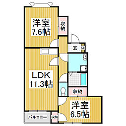 リナシメント福岡 2LDKの間取図画像