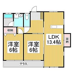 グランデ・ソット上の原 2LDKの間取図画像