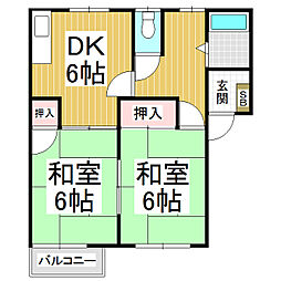 フレグランスシャトー 2DKの間取図画像