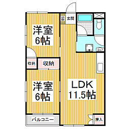 コーポ大上手 2LDKの間取図画像