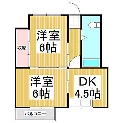 みのわアパート 2DKの間取図画像