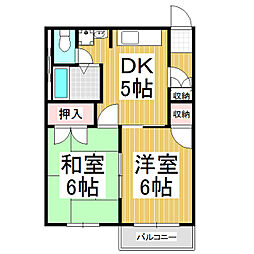 フレグランス・ナガタ1号棟 2DKの間取図画像