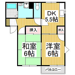 セフィラ北町C 2DKの間取図画像