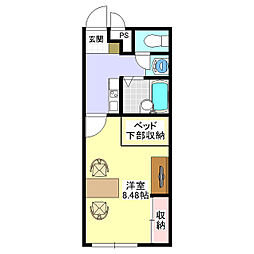 レオパレス駒ヶ根 1Kの間取図画像