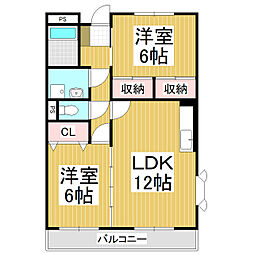 セントラルコート 2LDKの間取図画像