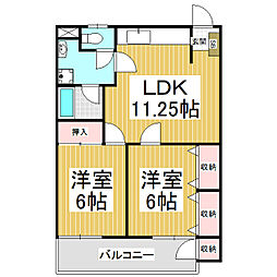 メゾンスクエア 2LDKの間取図画像
