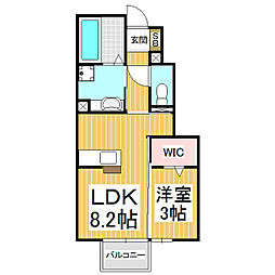 ラ・ムールシェモア 1LDKの間取図画像