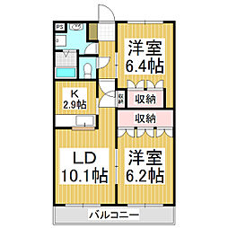 レンガ館 2LDKの間取図画像