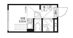 QUQURI Tokyo Shinjuku 1階ワンルームの間取り