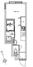 ソルナクレイシア東中野 1階ワンルームの間取り