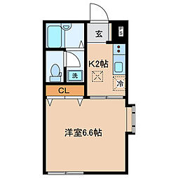 ベルグラン祖師谷 1階1Kの間取り