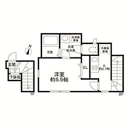 Opus II 2階1Kの間取り