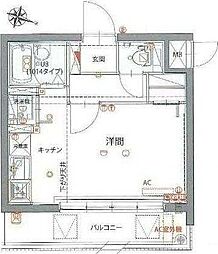 ジェノヴィア仲池上グリーンウォール ワンルームの間取図画像