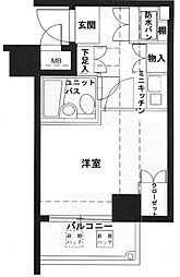 メインステージ大森海岸 1Kの間取図画像