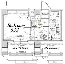 AXAS東京ORIENS 1Kの間取図画像