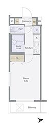 プレール・ドゥーク西新宿 1Kの間取図画像