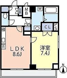 グランヴァン中野新橋 1LDKの間取図画像