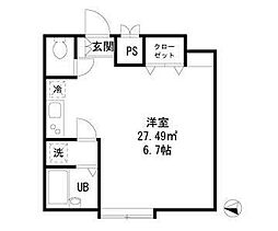 ダイヤモンドレジデンス新宿 ワンルームの間取図画像